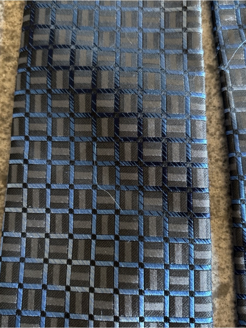 Stafford Black and Blue Checkerboard Silk Tie